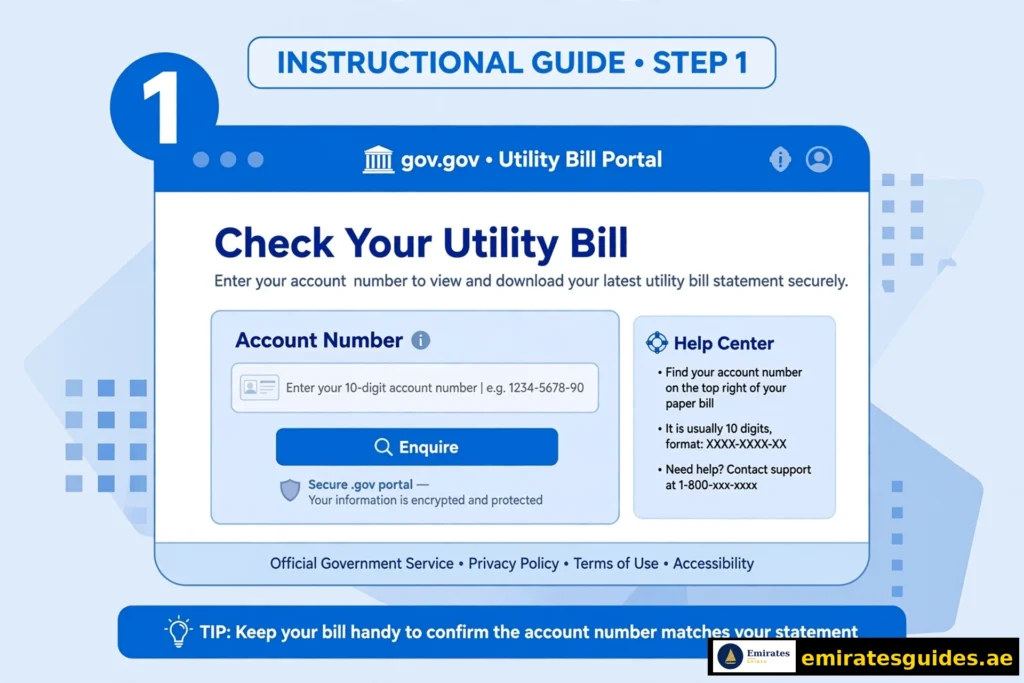 DEWA View Bill portal — entering account number to check bill online