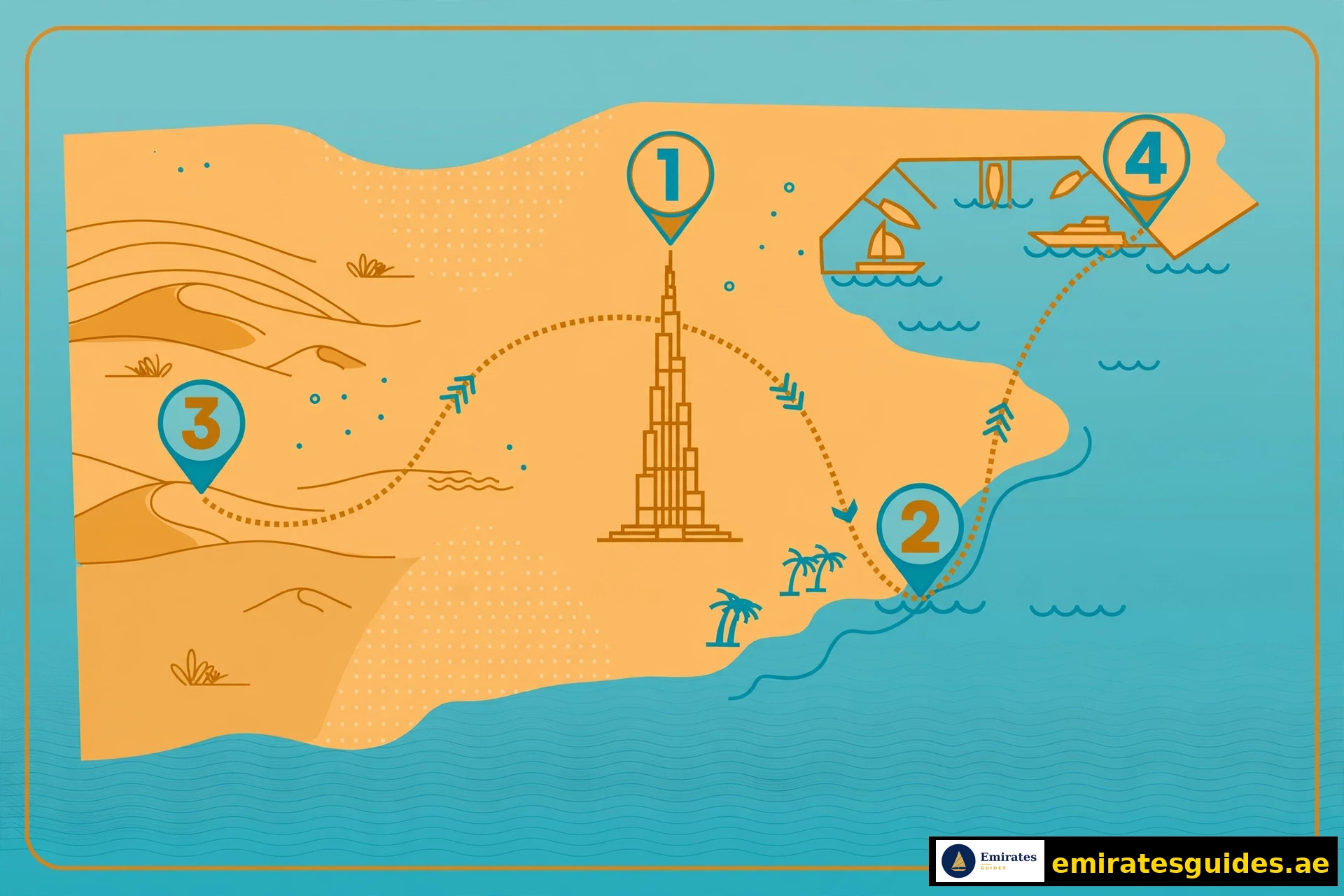 Dubai itinerary map — 1, 3 and 5 day plans