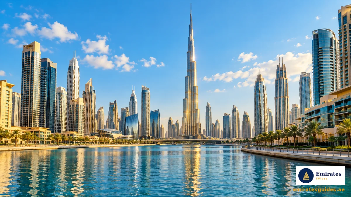 Dubai skyline on a sunny day — UAE weather today
