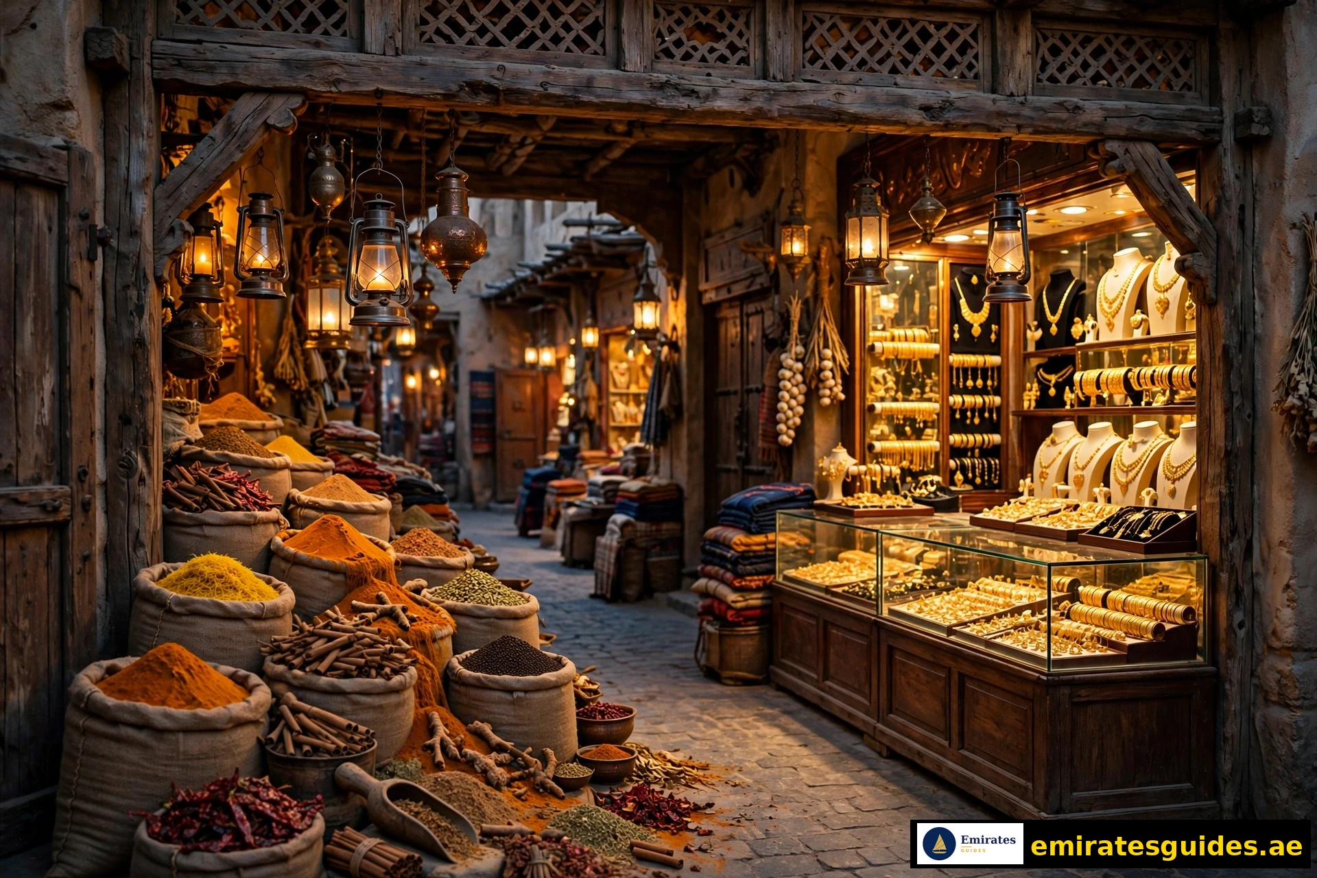 Dubai Gold Souk and Spice Souk in Deira — traditional markets