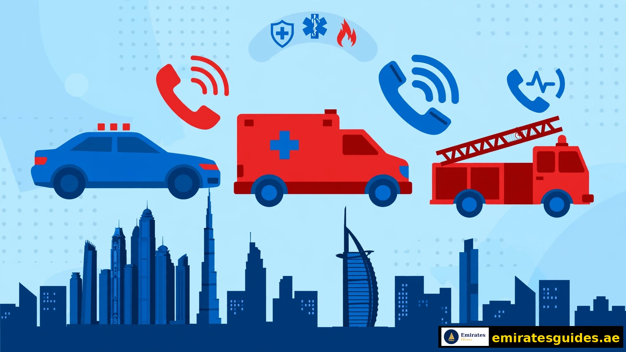 UAE emergency numbers 2026 — police 999, ambulance 998, fire 997