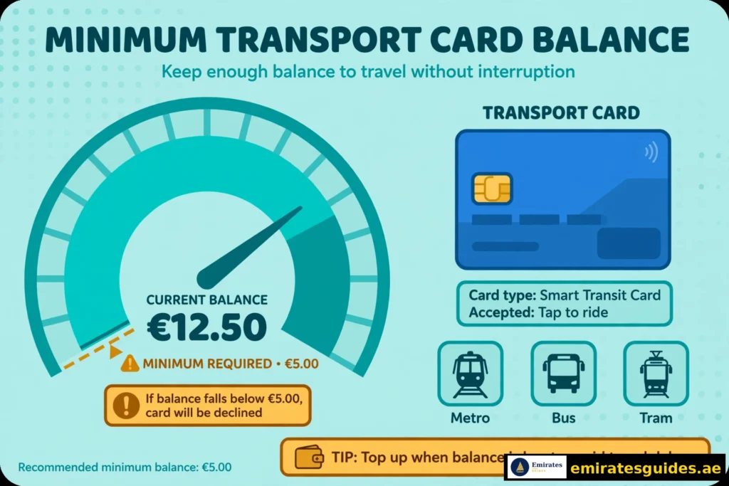 Minimum Nol card balance required for Dubai Metro, bus and tram — AED 7.50 guide
