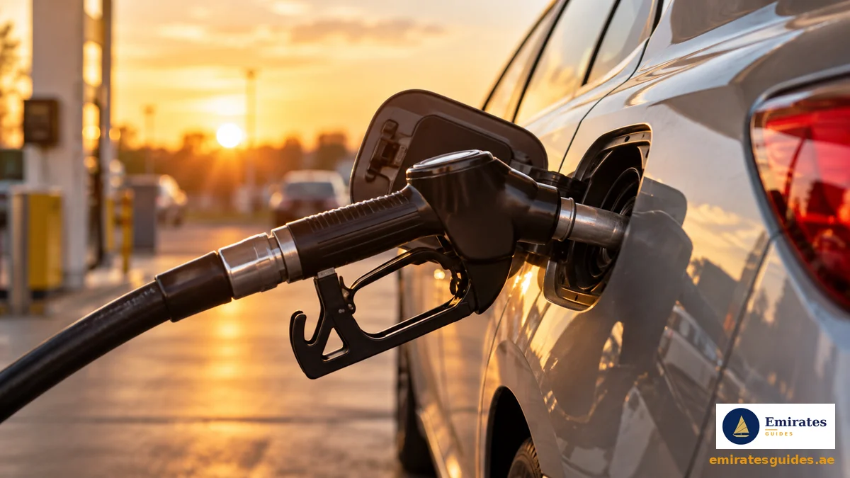 Refuelling a car at a petrol station in the UAE