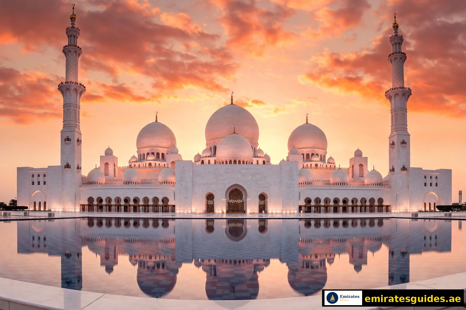 Sheikh Zayed Grand Mosque Abu Dhabi at sunset