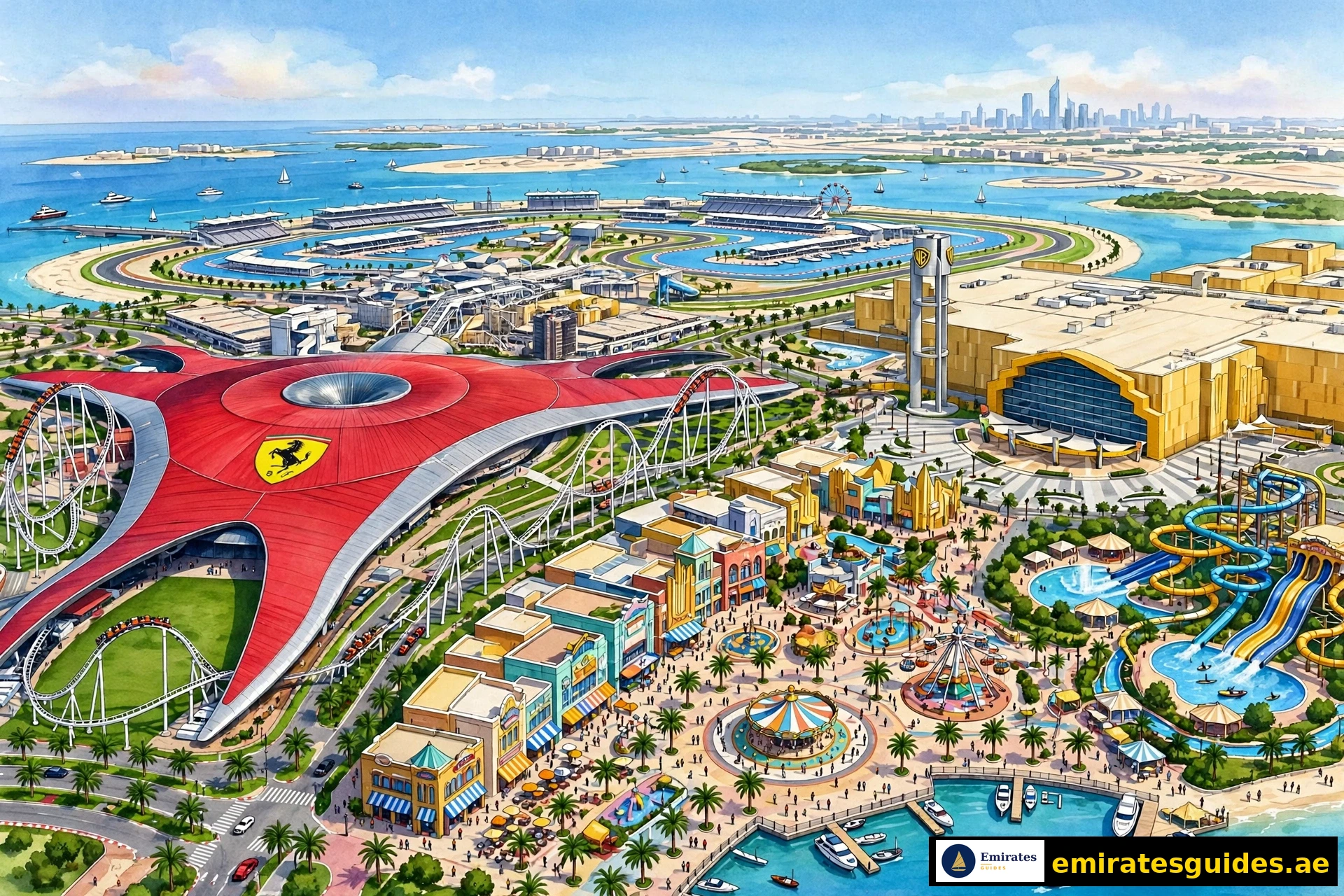 Yas Island theme parks Abu Dhabi — Ferrari World and Warner Bros